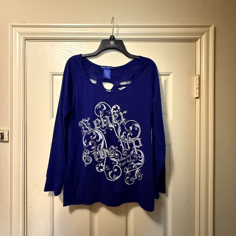 Rock & Republic Royal Blue Graphic Blouse